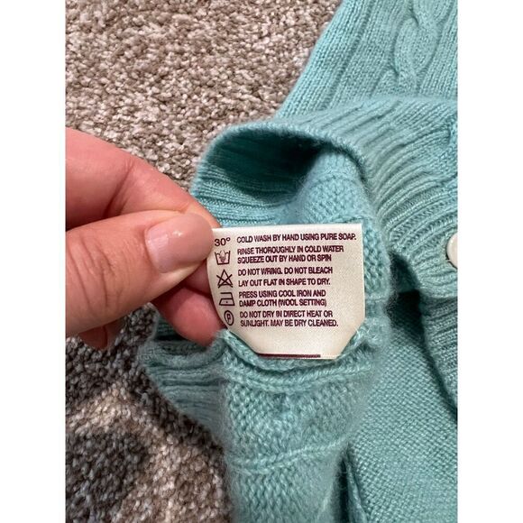 Isle of Skye Women Scotland Made Pure Cashmere Blue cardigan sweater fit sz S - Picture 9 of 11